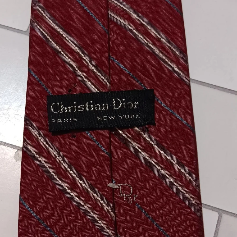 Dior Vintage Necktie Burgundy‎ Striped Men Occasion